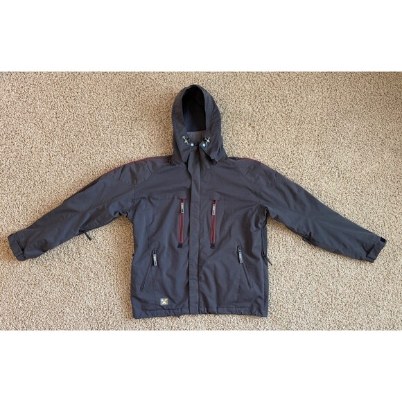 Descente DNA Men's Shell Ski Snowboard Jacket Size Medium Gray Detachable Hood